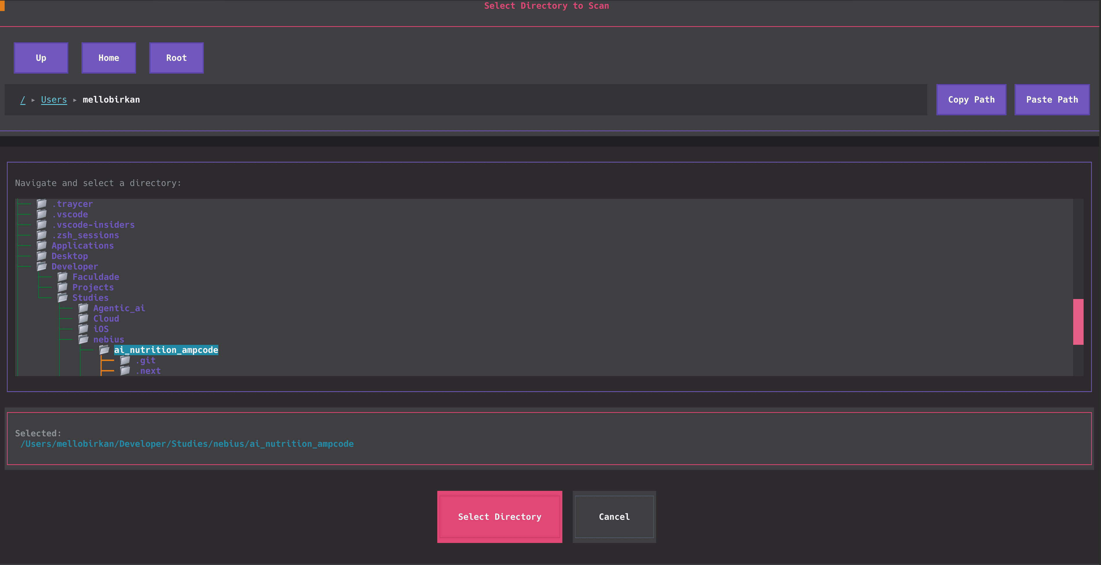 Seletor de Diretório
